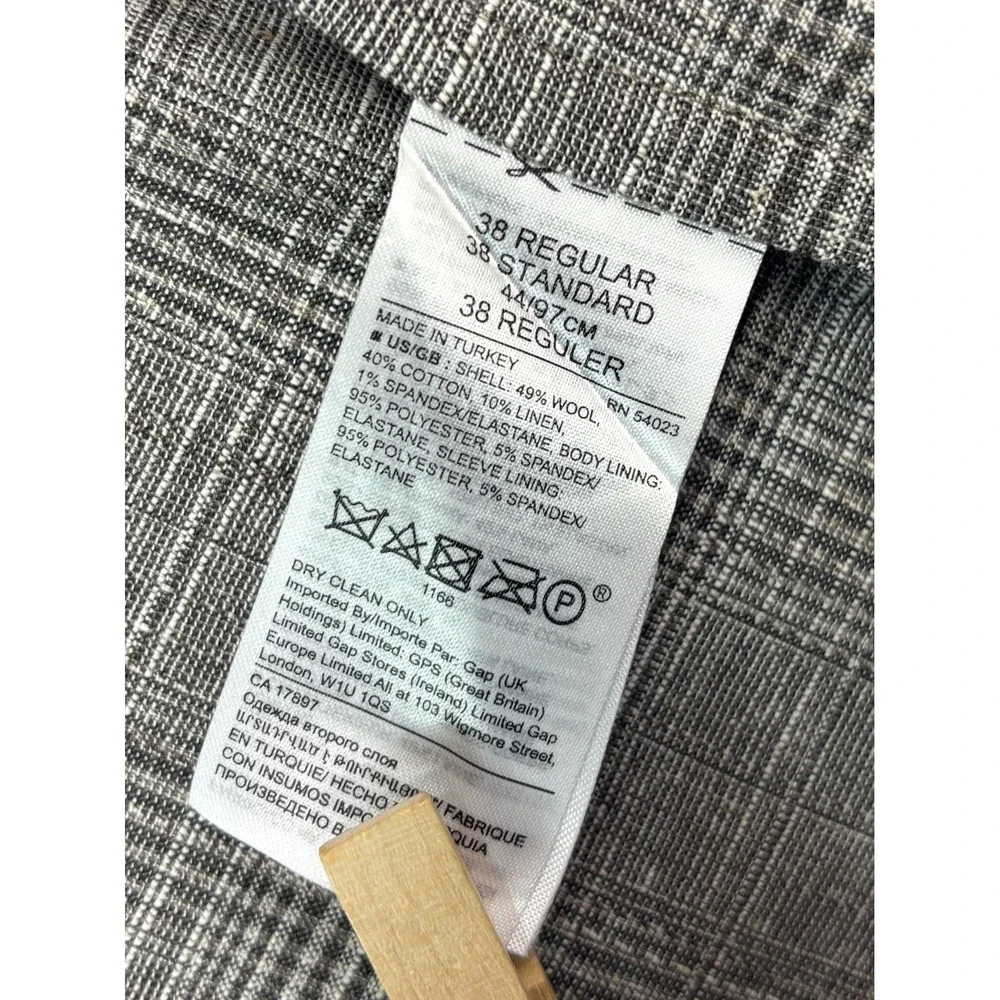 Banana Republic 38R Taupe Plaid Linen Cotton Wool Blazer Jacket Sport Coat Light